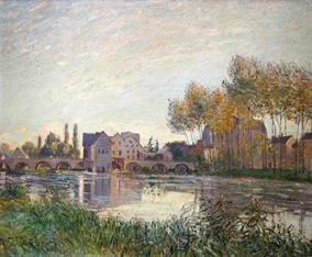 Alfred-Sisley-sunset-at-moret-1888
